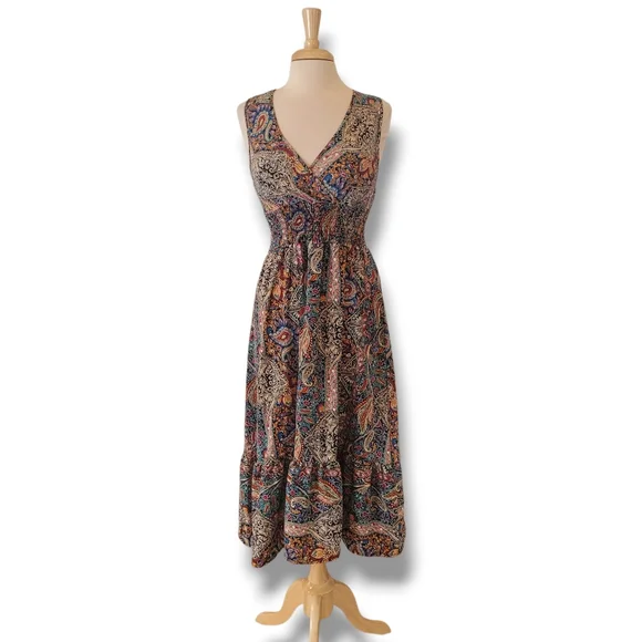 tank dress maxi Ocean Blue Iris Ocean Print Maxi Tank Dress